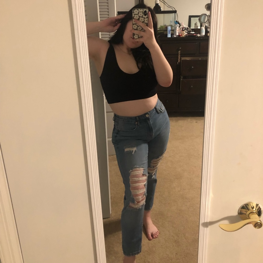 Ripped Straight legged jeans